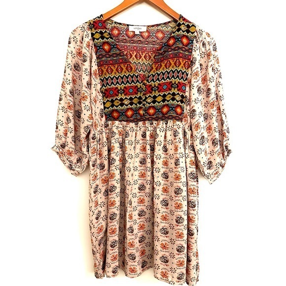 Umgee Bohemian Hippie Multicolored Babydoll Top Size Small - Picture 1 of 8